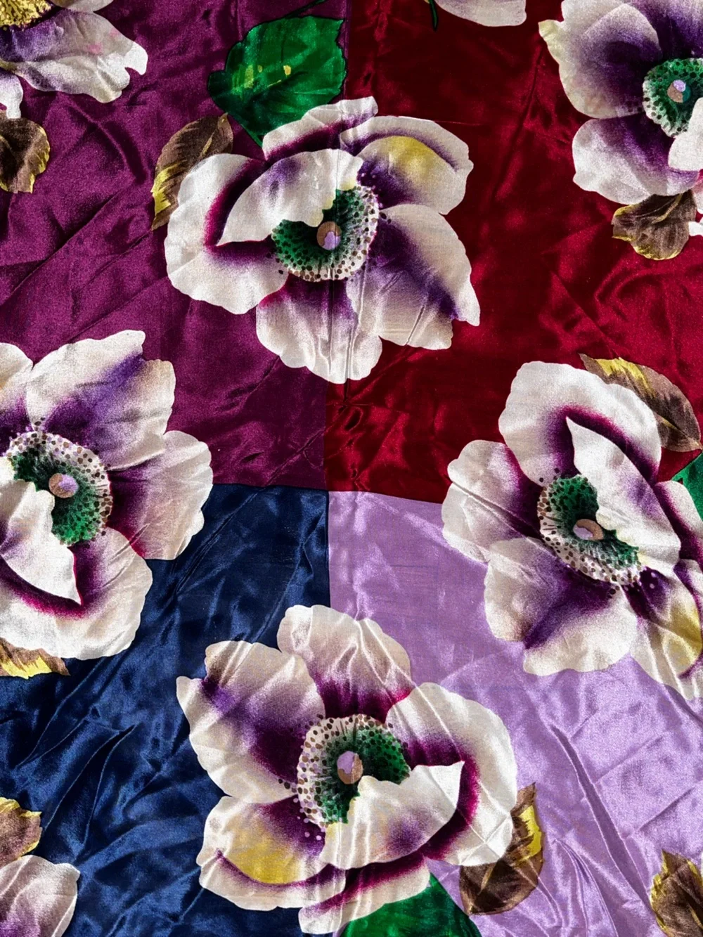 Oscar de la renta studio floral silk scarf head wrap purple flowers summer